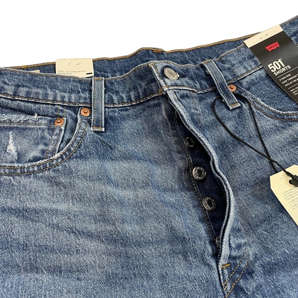 Levi's Premium 501 Mid Thigh Denim Jean Shorts Size 32 - Picture 6 of 9